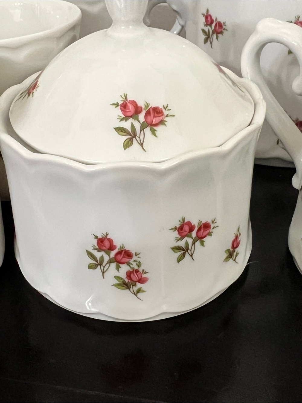 Rare Vintage Eschenbach Bavaria Germany Porcelain Coffee Set Pink Rose Pattern